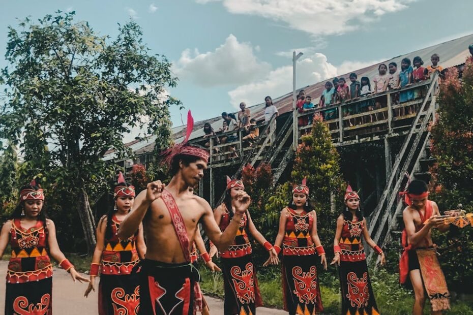 people in traditional clothing dancing